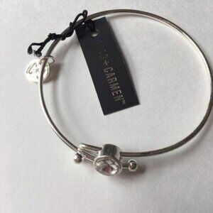 New Coco + Carmen Silver Adjustable Bracelet White